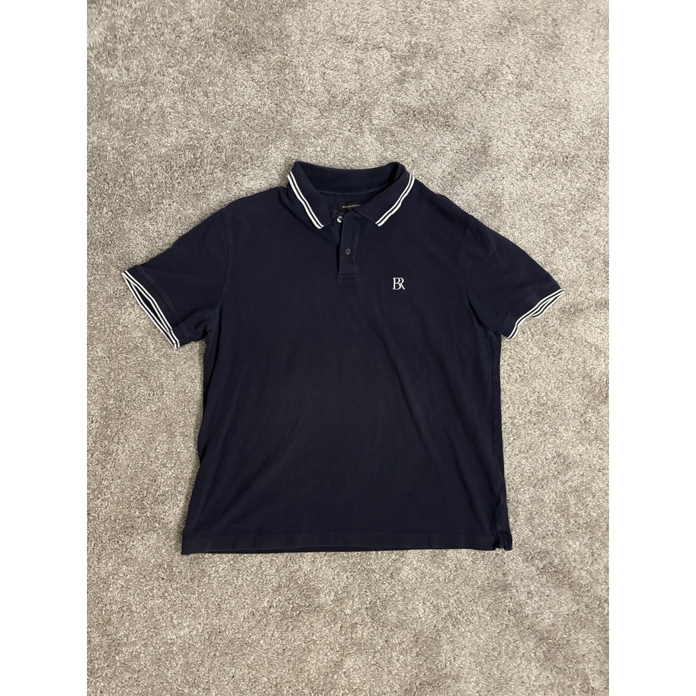 Banana Republic 100% Cotton Men's Navy/White Short Sleeve Polo Shirt L